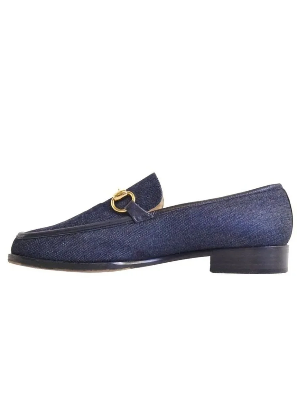 Gucci Vintage Loafers Moccasins Denim Horsebit - Picture 7 of 9